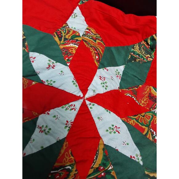 HAND AND MACHINE MADE CHRISTMAS TREE SKIRT COUNTRY STAR BURST - Picture 9 of 10